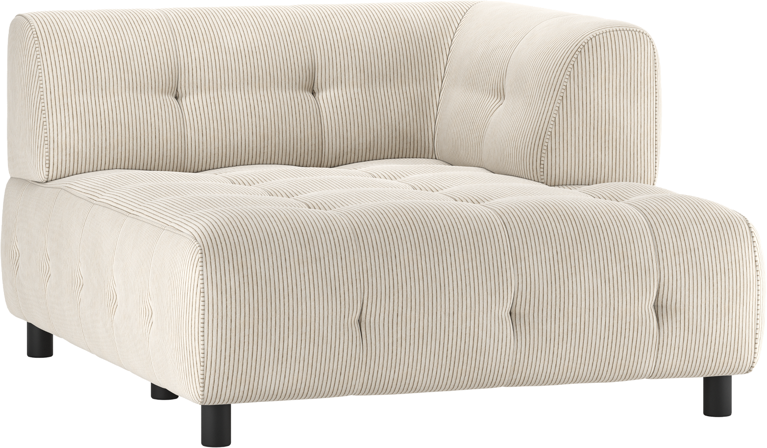 Sofa Woood Louis Chaiselong Højre Modulær Lysegrå Fløjl 140x122x73