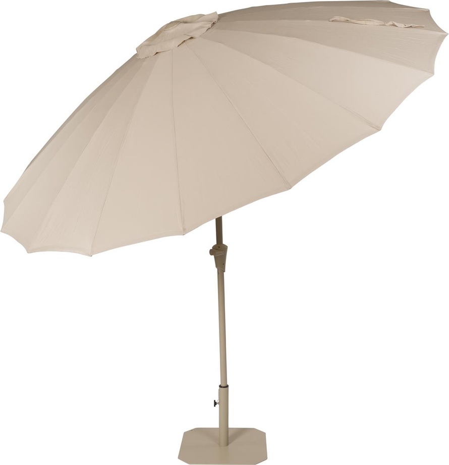 Udendørs Parasol Med Sidearm Zuiver Brown ø250   Lysgrå Polyester Inkl  Base