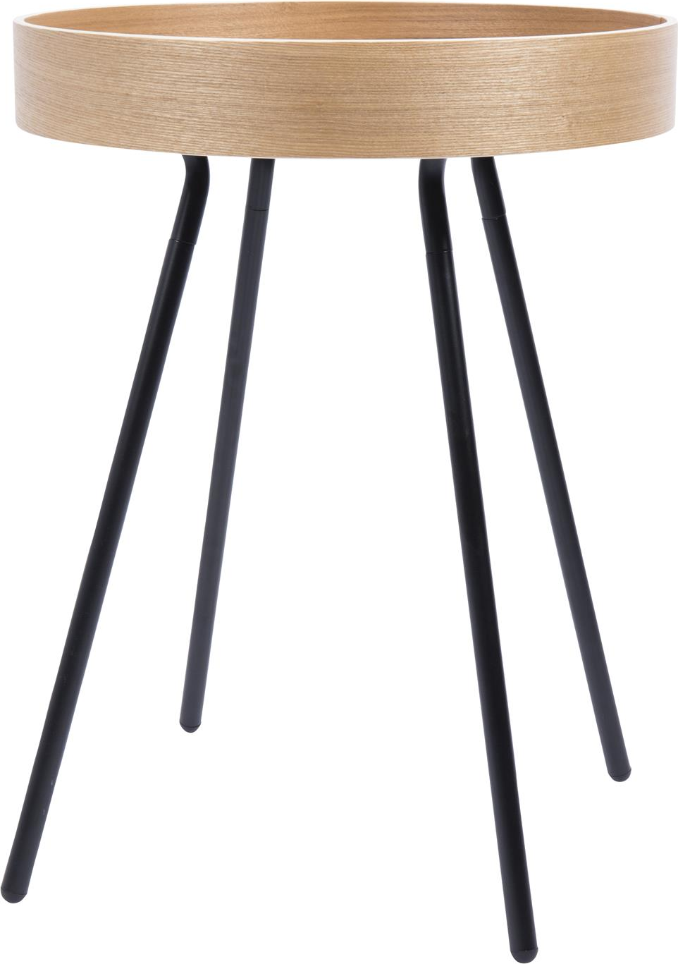 Sidebord Zuiver Oak   Massivt Egetræ ø46     H55     Med Sort Stålunderstel