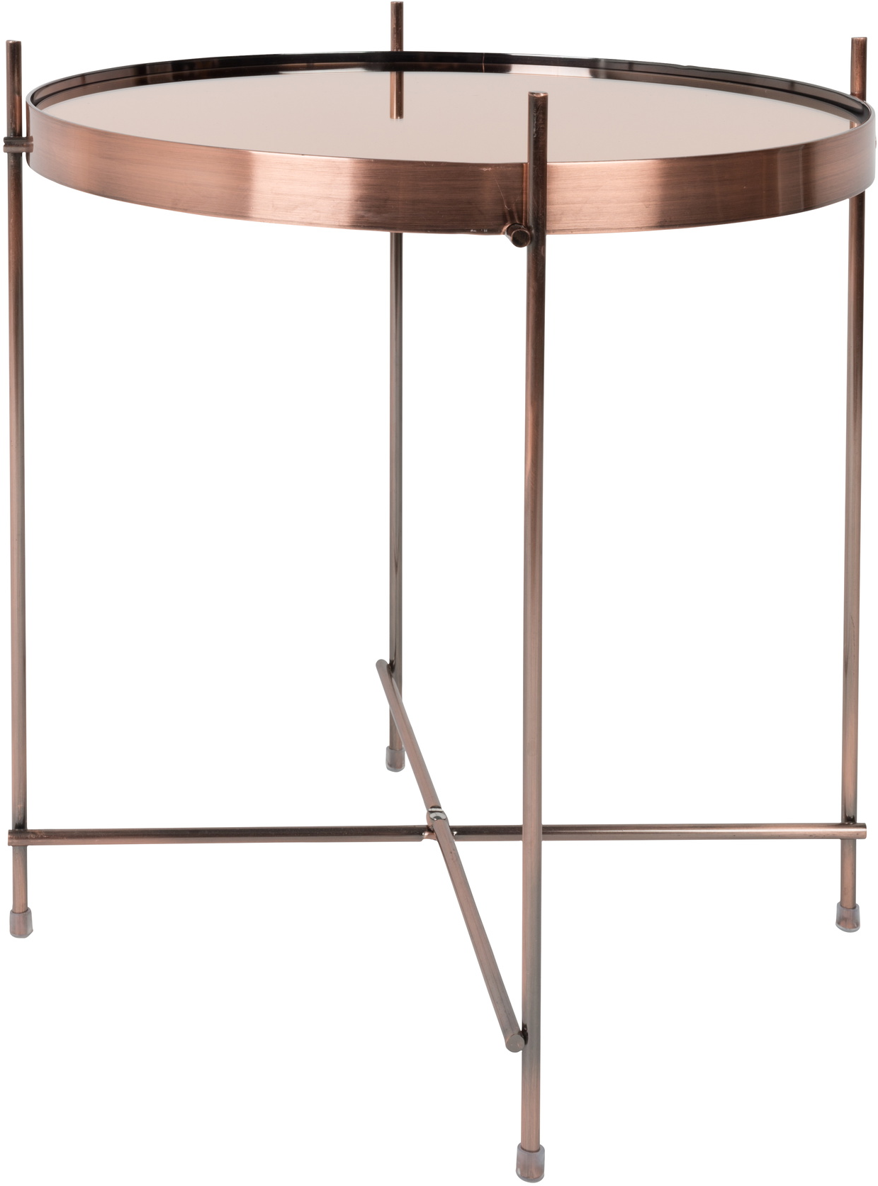Sidebord Zuiver Cupid Stengrå Glasbordplade   Guldfarvet Metalstel ø43   H45