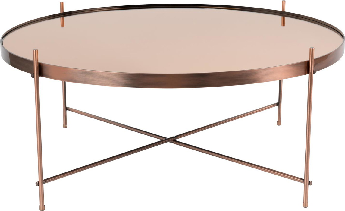 Sidebord Zuiver Cupid ø82 H35 Stenlysgrå Glas Gylden Metal