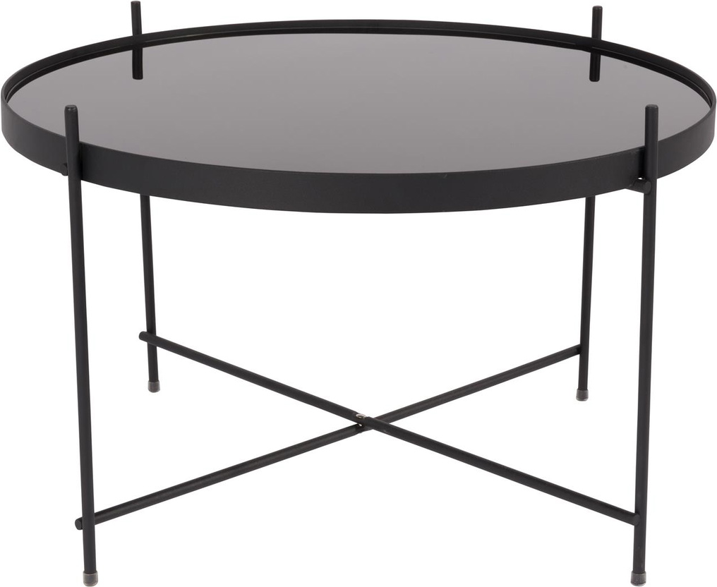 Sidebord Zuiver Cupid Småbord Stengrå Glas ø62 H40 Sort Metalstel