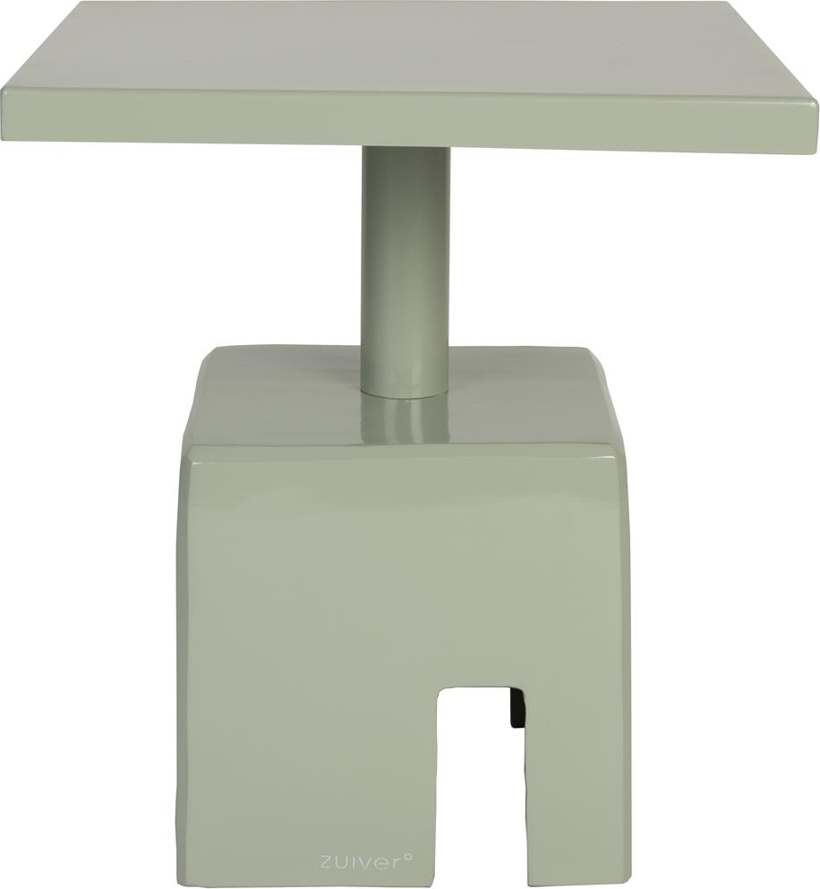 Zuiver Chubby Sidebord   Lysgrå Jern Med Grøn Bund   Småbord Til Stue 40x40x45