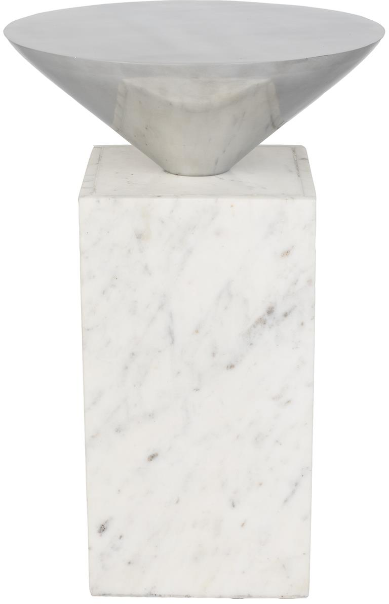 Sidebord Zuiver Pride Massivt Marmor Aluminium Offwhite H46ã ø30