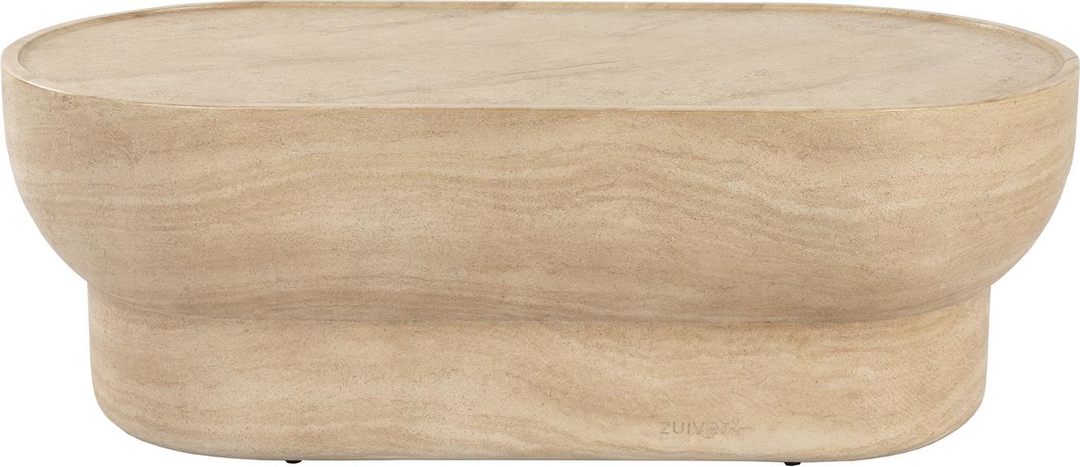Sofabord Noble Fra Zuiver Stenlysgrå Beton Loungebord Med Marmorpapirfinish   Travertineffekt H35xb50xl100