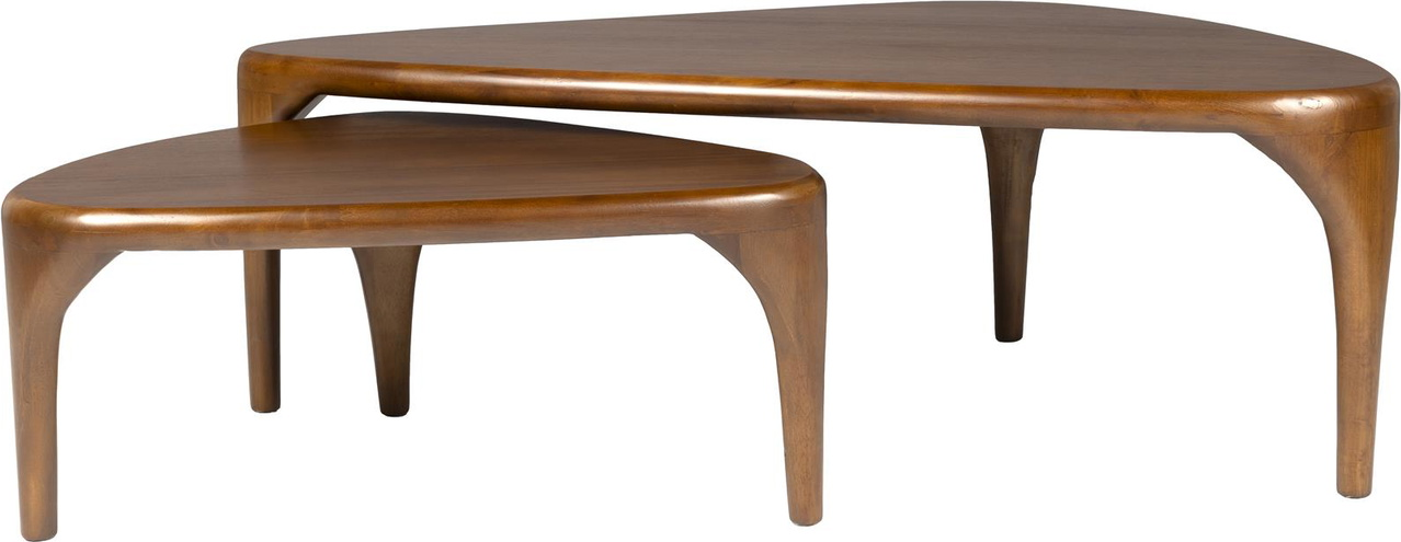 Sofabord Zuiver Isla Oliebehandlet Valnødfiner Gummitræ 110x60x36 Asymmetrisk Fleksibelt