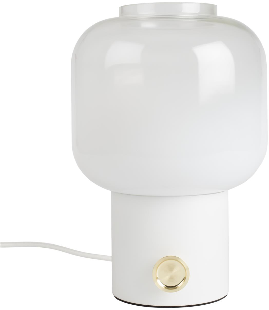 Bordlampe Zuiver Moody ø20    H29     Offwhite Glas Med Indbygget Dæmper   Guldfarvet Knap