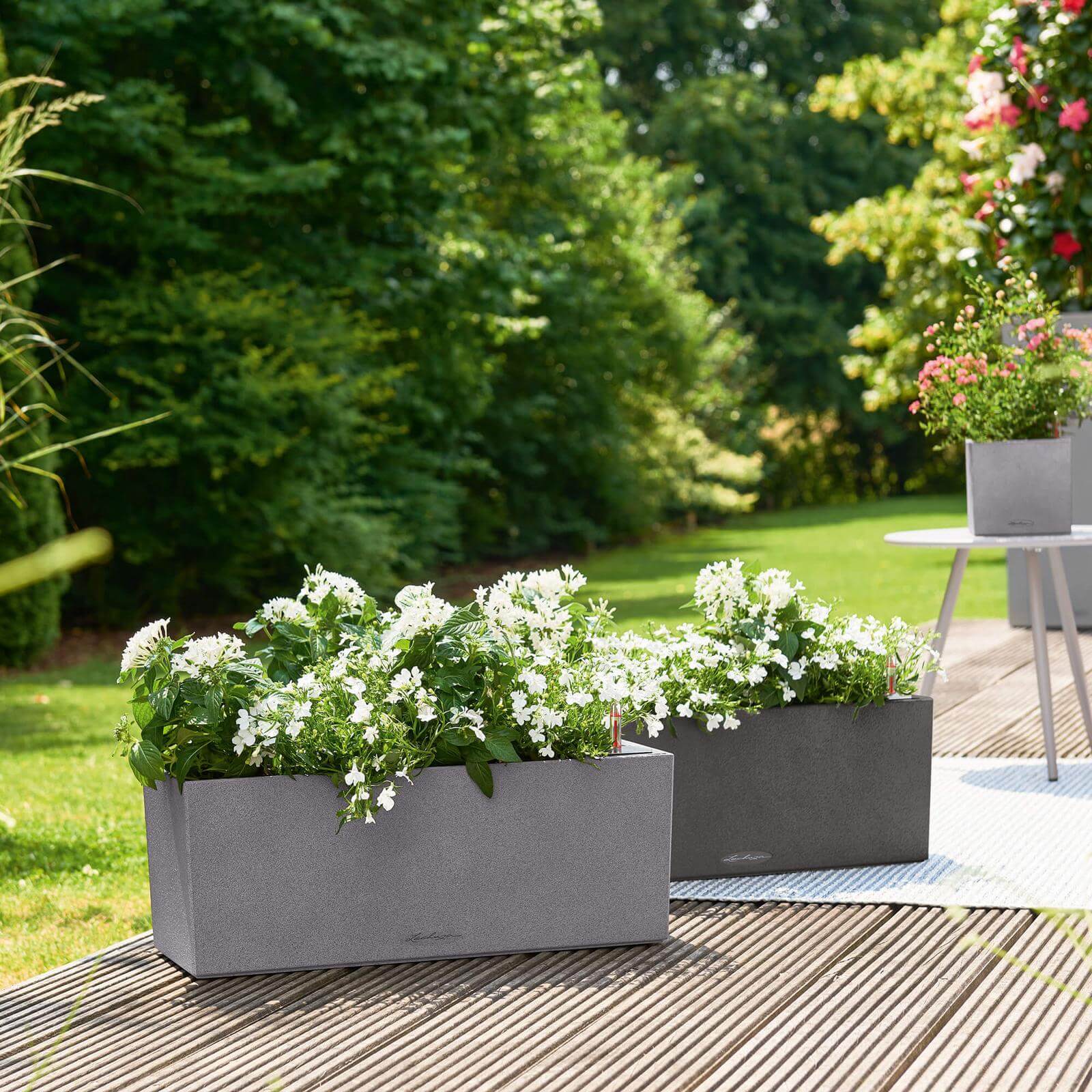 Lechuza Balconera Stone Udendørs Krukke Til Blomster Med Selvvandingssystem  Stone Gray 80   19   H19